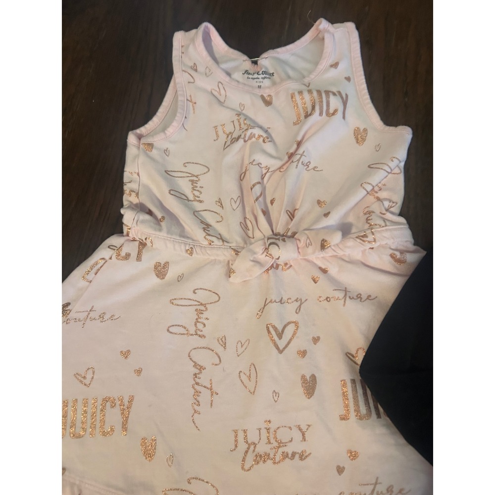 Juicy Couture Kids Pink Velour Hoodie and Glitter Heart Dress Set 3T